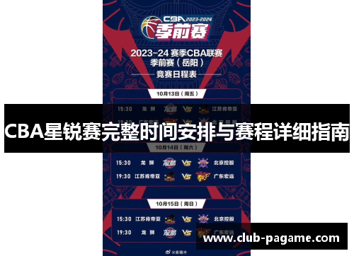 CBA星锐赛完整时间安排与赛程详细指南