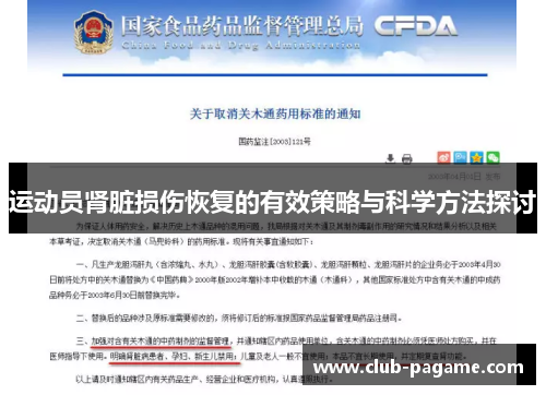 运动员肾脏损伤恢复的有效策略与科学方法探讨