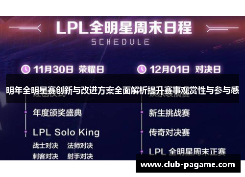 明年全明星赛创新与改进方案全面解析提升赛事观赏性与参与感 明年全明星赛创新与改进方案全面解析提升赛事观赏性与参与感